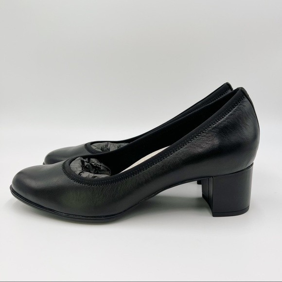 Aravon Womens Size 8 Black‎ Leather Pumps Heels Shoes Comfort Career Work Office - Picture 6 of 14